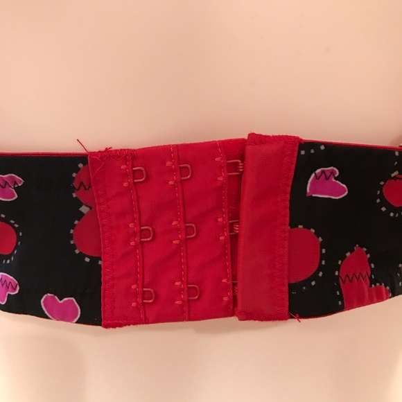 Fredericks of Hollywood Sexy Push Up Bra 34DD Black Red Pink Hearts Underwire - Picture 9 of 15